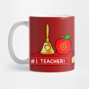 Teacher Appreciation Cute Apple and Bell with Book Mug